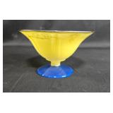 Vintage Yellow Glass Bowl and Royal Visit Commemorative Plate