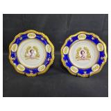 Set of 2 Commemorative Fine Bone China Plates - Queen Elizabeth II 1992