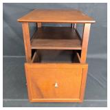 Vintage Wooden Side Table with Drawer and Open Shelf