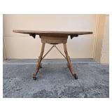 Vintage Folding Table with Casters - 27" H x 36" W x 32" D