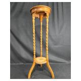 Vintage Wooden Plant Stand with Twisted Legs