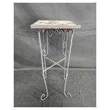 Set of 2 Vintage Metal Side Tables with Decorative Tops