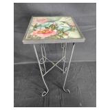 Set of 2 Vintage Metal Side Tables with Decorative Tops