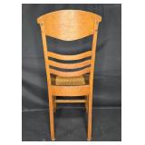 Vintage Wooden Dining Chair with Woven Seat