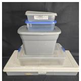 Set of 5 Clear Plastic Storage Bins with Lids