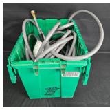 Heavy Duty Gardening Hose with Sprayer in Green Storage Bin