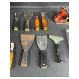 Lot of Various Hand Tools Including Scrapers, Plane, and Clamps