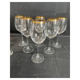 Wine Glasses with Gold Trim and Champagne Flute