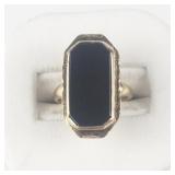 Vintage Black Onyx Inlay Yellow Gold 10K Ring. Size 4 - 4.25. Estimated Replacement Value $800