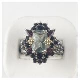 Barbara Bixby Multi-Gemstone Sterling And 18K Yellow Gold Cocktail Ring ***Replacement Value $250***. Size 10 - 10.25.