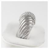 Judith Ripka Diamonique Sculpted Dome Sterling Silver Statement Ring . Size 10 - 10.25.