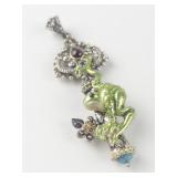 Barbara Bixby Multi-gemstone frog key sterling and 18K yellow gold Enhancer. ***Replacement value $500***