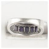 Square Cut Amethyst Channel  Sterling Silver Ring. Size 6 - 6.25.