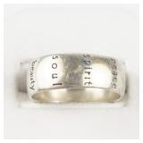 Laurel Elliott Love, Joy, Beauty Etc. Sterling Silver Band. Size 8.5 - 8.75.