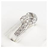 Ross Simons  Sparkling CZ Knot Sterling Silver Ring. Size 10 - 10.25.