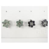 Jasco Designs Two Pairs Of Sterling Silver Gemstone Flower Stud Earrings.