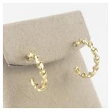 Twisted Mini Gold Tone Base Metal Hoop Earrings .