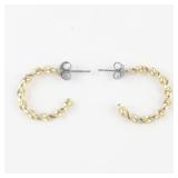 Twisted Mini Gold Tone Base Metal Hoop Earrings .