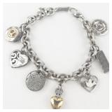 Peace Silver Tone Base Metal Charm Bracelet.