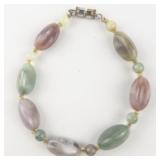 Agate Base Metal Bead Bracelet .