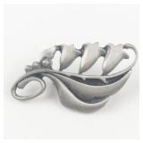 Rune Tennesmed  Floral Leafy Pewter Brooch .