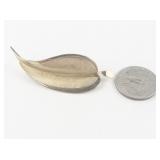 GIOVANNI Textured Leaf Gold Plated Base Metal Brooch .