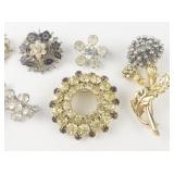 Group of 6  Rhinestone Base Metal Brooches. Joan Rivers & More!