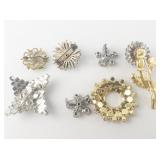 Group of 6  Rhinestone Base Metal Brooches. Joan Rivers & More!