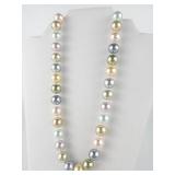 AVON Large Multicolored Base Metal Faux Pearl Necklace . Knotted