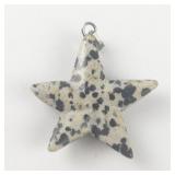 Dalmatian Jasper starfish silver tone base metal pendant (no chain).