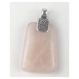 Rose Quartz sterling silver pendant (no chain).