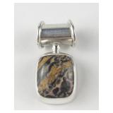 Taxco, Mexico  Leopard Skin Jasper sterling silver pendant (no chain).