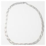 IBB (Italy) Braided Sterling Silver Herringbone Necklace.