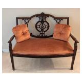 Beautiful Vintage Carved Mahogany Settee