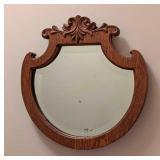 Small Vintage Oak Wall Mirror