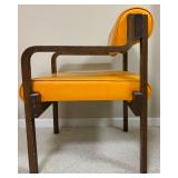 Pair of Retro Lounge Chairs in Orange and Dark Wood