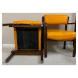 Pair of Retro Lounge Chairs in Orange and Dark Wood