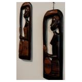 Vintage Hand Wood Carved Ethiopian Women Decorative Wall Hangings