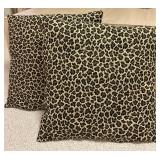 Two COZY Pier1 Cheetah Print Throw Pillows and Large Throw Soft Brown Blanket