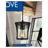 Ove Joakim Single Pendant Indoor Light Fixture Black With 3000K Amber Tinted Bulb