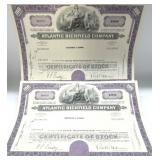 4 Vintage Redeemed Atlantic Stock Certificates/Ephemera from 1952, 