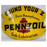 Vintage Double Sided PENNZIOL Sign - "Sound Your Z"