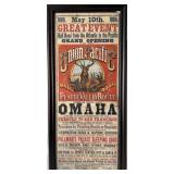 Framed 1965 Vintage Reprint of 1869 Omaha Union Pacific Railroad Poster