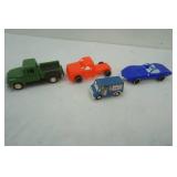 4ct Vintage plastic toy car lot