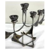 Artisan Modernist Metal Judaica Candle Holder