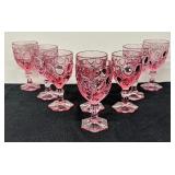 Set of Eight Vintage Moonstone Pink Fostoria Goblets