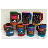 Seven Colorful Ethnic Designs Pottery Mugs