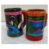 Seven Colorful Ethnic Designs Pottery Mugs