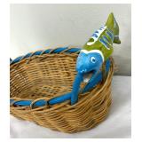 Fun Fish Motif Basket, Planter and Ball Strand Decor