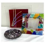 Three Art Glass Plates